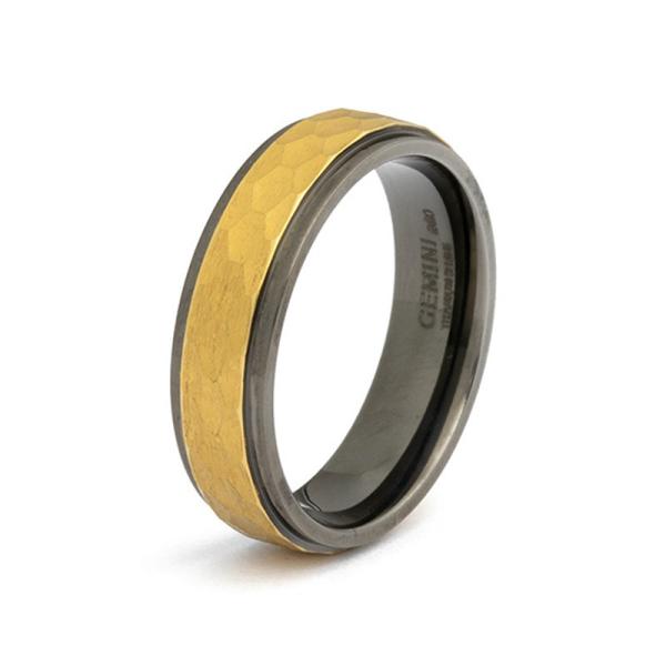 6 mm Titanring mit schwarzem und goldenem Finish - Duplus Black Gold